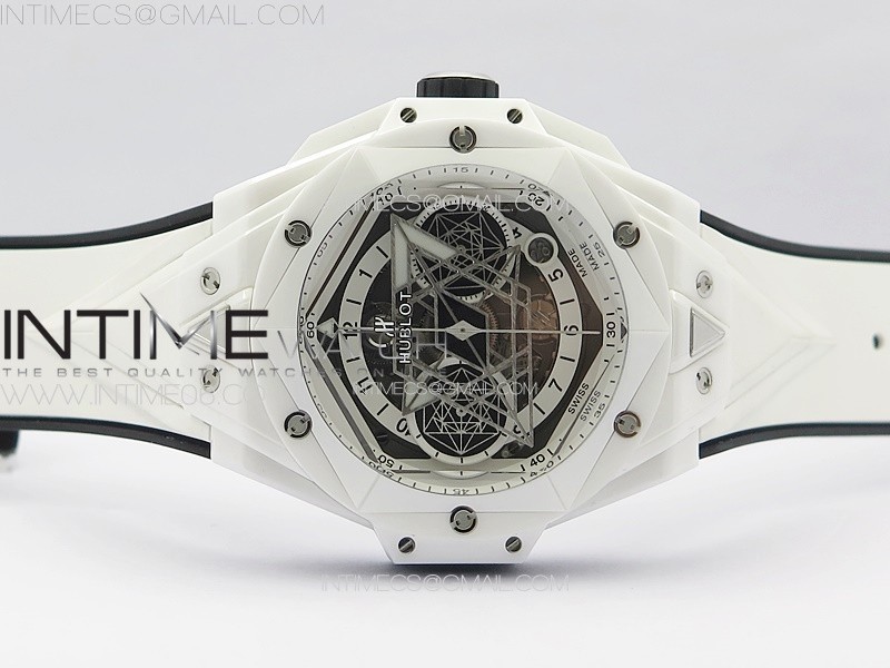 BIG BANG SANG BLEU II WHITE CERAMIC BBF BEST EDITION ON WHITE RUBBER STRAP A1240