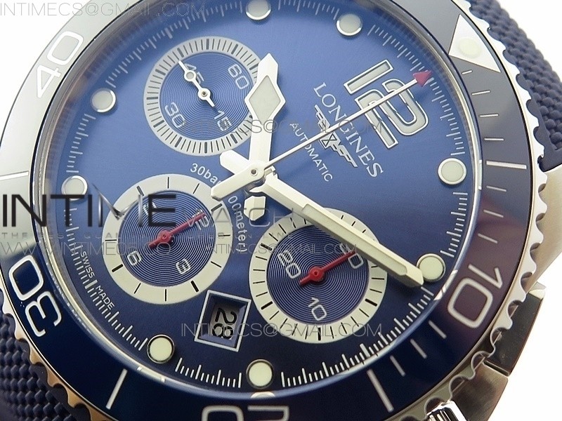 CONQUEST L3.840.4.56.6 REAL CERAMIC BEZEL SS ACF 11 BEST EDITION BLUE DIAL ON RUBBER STRAP A7750