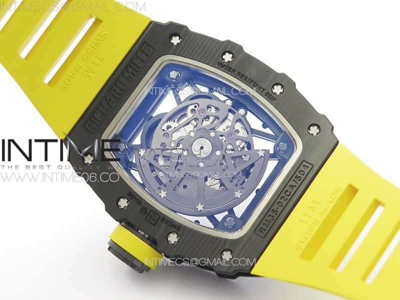 RM035-02 Real Forge Carbon ZF 11 Best Edition Skeleton Dial on Yellow Rubber Strap NH05A V3+