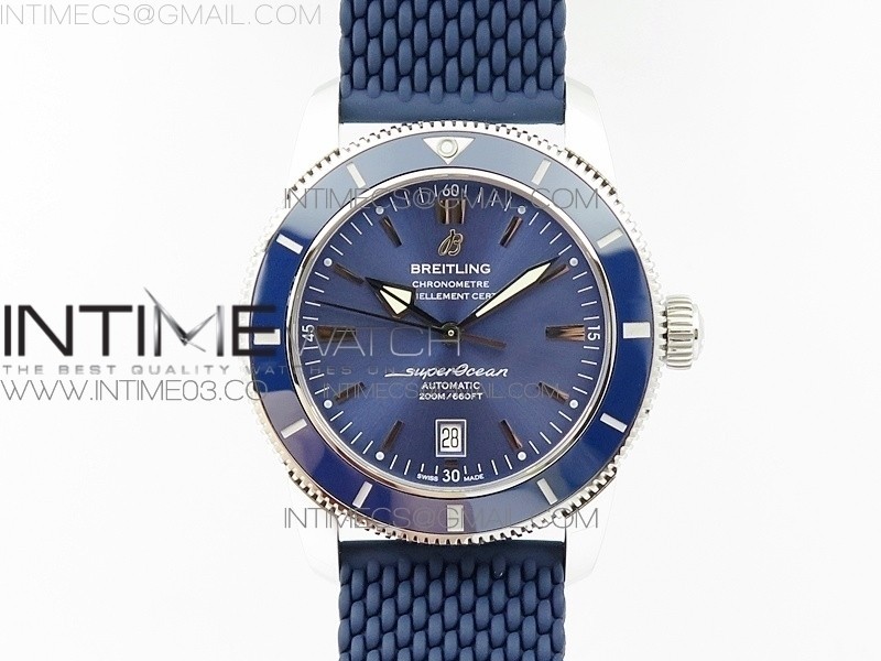 SuperOcean 42mm AB2010 SS OMF 11 Best Edition Blue Dial Blue Ceramic Bezel on Blue Rubber strap A2824