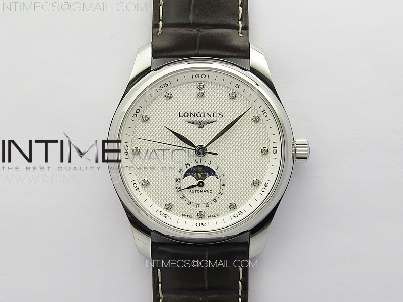 Master Moonphase SS APSF 11 Best Edition White Diamonds Dial on Brown Leather Strap AL899ㅣ