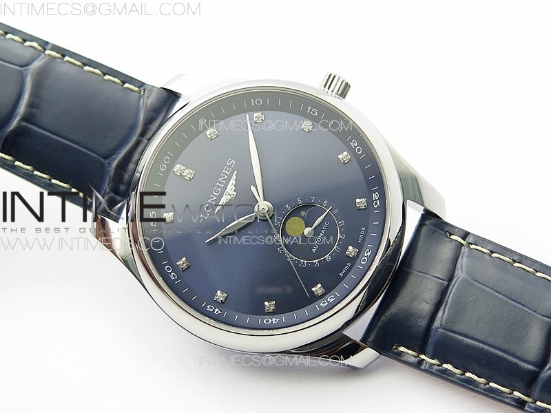 MASTER MOONPHASE SS APSF 11 BEST EDITION BLUE DIAMONDS DIAL ON BLUE LEATHER STRAP AL899