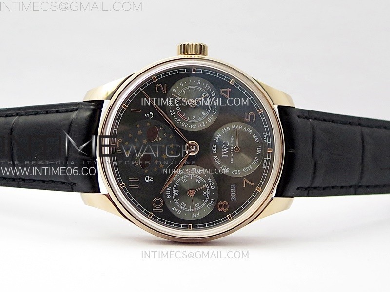 Portuguese IW503404 Real PR RG APSF 11 Best Edition Gray Dial On Black Leather Strap A52010