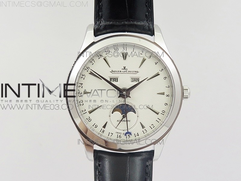 MASTER CALENDAR MOONPHASE SS OMF 11 BEST EDITION WHITE DIAL ON BLACK LEATHER STRAP A8661