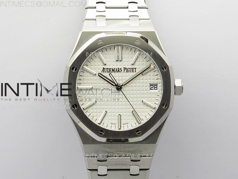 Royal Oak 41mm 15510 50th SS ZF 11 Best Edition Silver White Textured Dial on SS Bracelet A4302