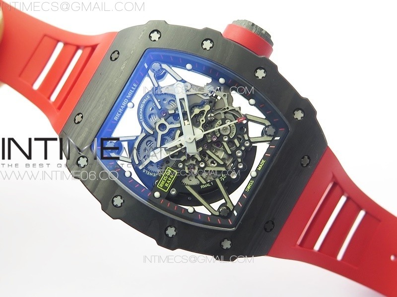 RM035-02 Real Forge Carbon ZF 11 Best Edition Skeleton Dial on Red Rubber Strap NH05A V3+