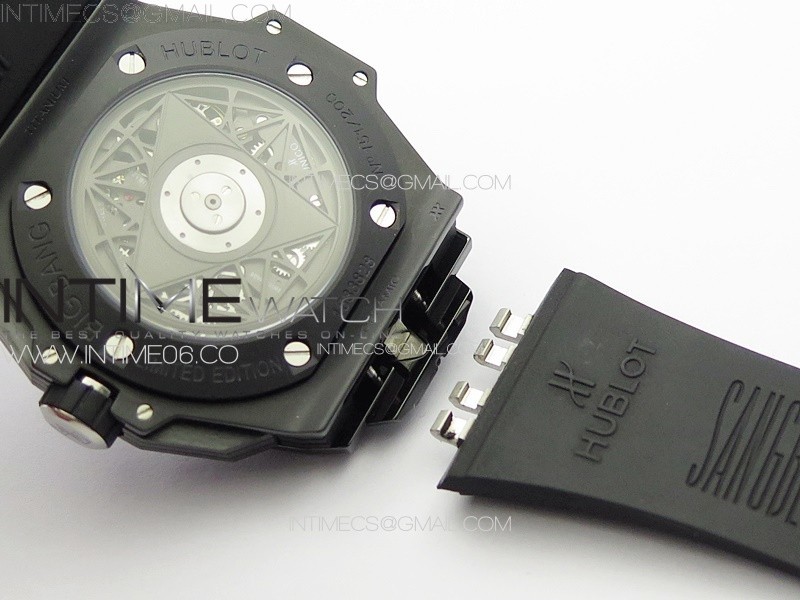 BIG BANG SANG BLEU II BLACK CERAMIC BBF BEST EDITION ON BLACK RUBBER STRAP A1240