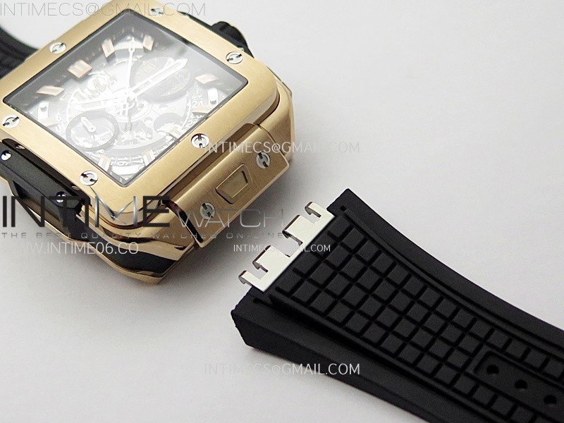 SQUARE BANG UNICO 42MM RG BBF 11 BEST EDITION SKELETON DIAL ON BLACK RUBBER STRAP A1280