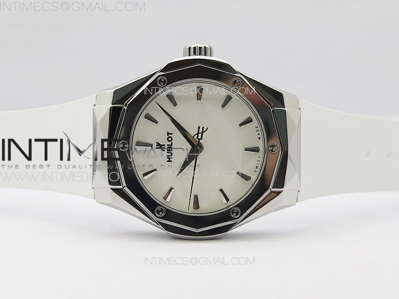 CLASSIC FUSION ORLINSKI SS APSF 11 BEST EDTION WHITE FACETED DIAL ON WHITE RUBBER STRAP A2892