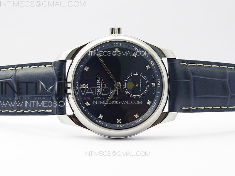 MASTER MOONPHASE SS APSF 11 BEST EDITION BLUE DIAMONDS DIAL ON BLUE LEATHER STRAP AL899