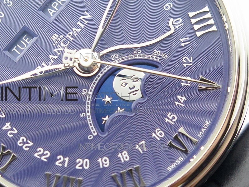 Villeret 6654 SS Complicated Function OMF 11 Best Edition Blue Dial on Blue Leather Strap A6654 V3