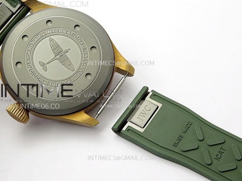 BIG PILOT IW329702 BRONZE M+F 11 BEST EDITION GREEN DIAL ON GREEN RUBBER STRAP SEIKO 8N-24