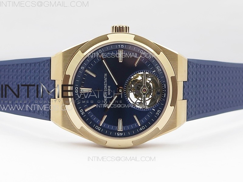 Overseas Tourbillon RG BBR Best Edition Blue Dial on Blue Rubber Strap