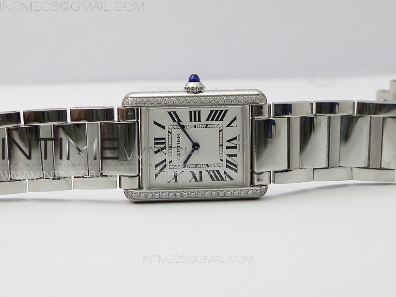 TANK LOUIS LADIES 25MM SSDIA BEZEL 8848F 11 BEST EDITION WHITE DIAL ON SS BRACELET RONDA QUARTZ(FREE LEATHER STRAP)