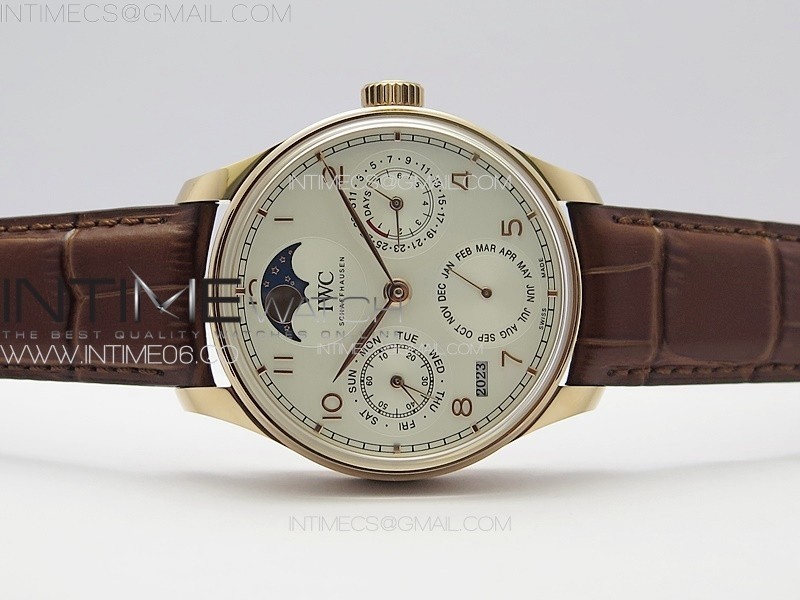 Portuguese IW503302 Real PR RG APSF 11 Best Edition White Dial On Brown Leather Strap A52610