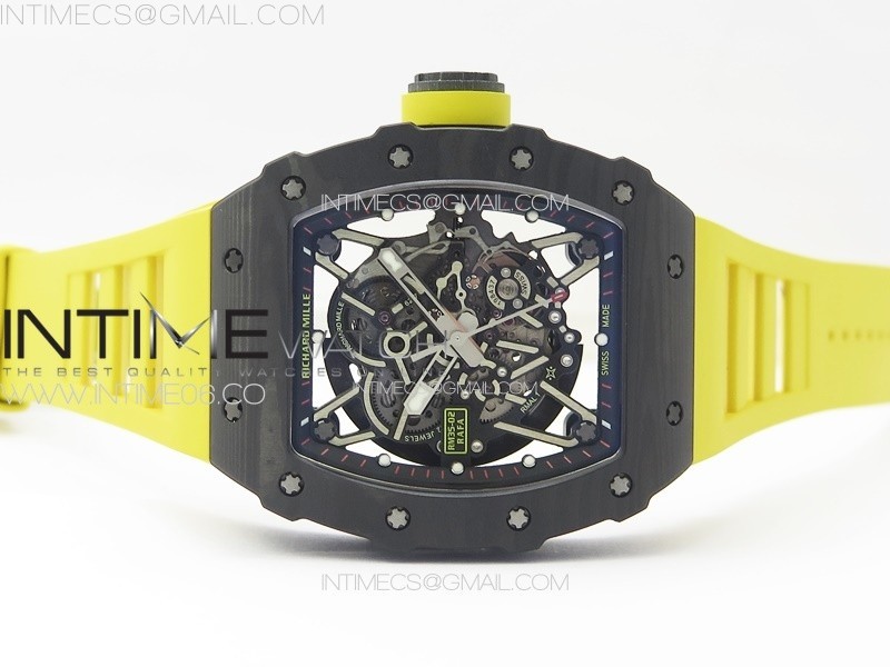 RM035-02 Real Forge Carbon ZF 11 Best Edition Skeleton Dial on Yellow Rubber Strap NH05A V3+