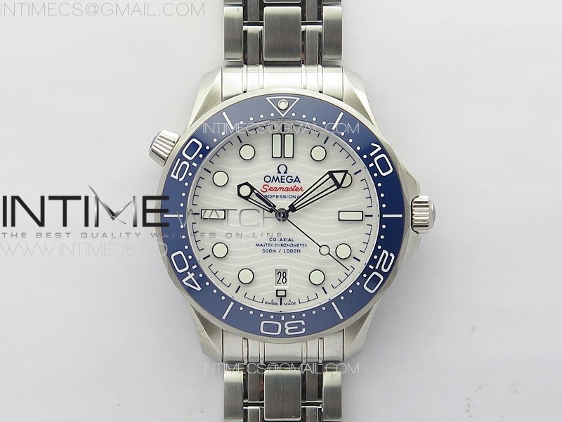 Seamaster Diver 300M Tokyo 2020 ZF 11 Best Edition Blue Ceramic White Dial on SS Bracelet A8800