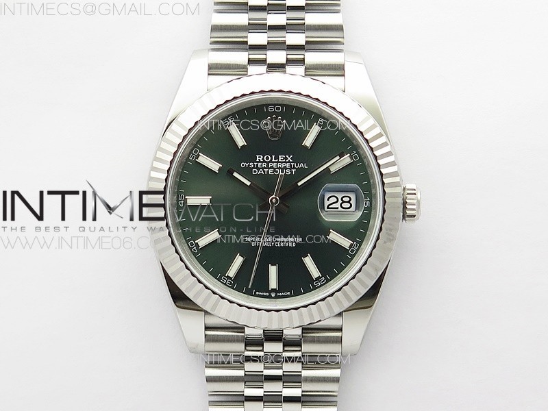 DateJust 41 126334 904L SS Clean 11 Best Edition Green Sticks Dial on Jubilee Bracelet VR3235