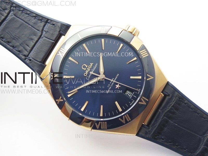 Constellation 41mm Blue Ceramic Bezel RG VSF 11 Best Edition Blue Dial on Blue Gummy Strap A8900