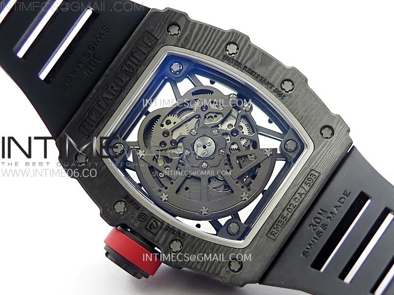 RM035-02 Real NTPT ZF All in one movement 11 Best Edition Skeleton Dial on Black Rubber Strap V5