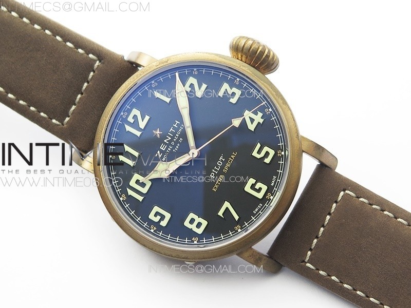 Pilot Type 20 Extra Special Bronze XF 11 Best Edition Black Dial On Brown Asso Strap A2824