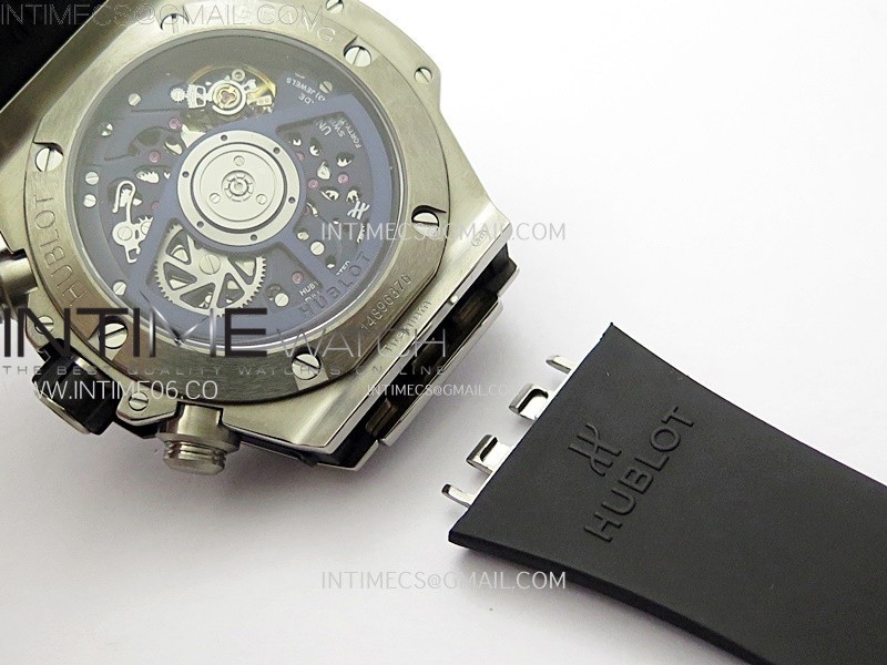 HUBLOT BIG BANG UNICO 42MM TITANIUM BBF 11 BEST EDITION BLUE SKELETON DIAL ON BLUE RUBBER STRAP A1280