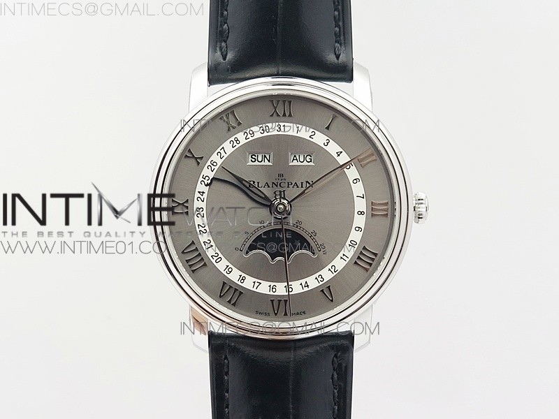 Villeret 6654 SS Complicated Function OMF 11 Best Edition Gray Dial on Black Leather Strap A6654