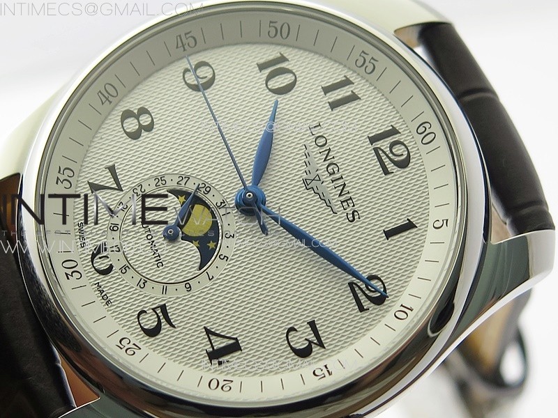 MASTER MOONPHASE SS APSF 11 BEST EDITION WHITE NUMERAL DIAL ON BROWN LEATHER STRAP AL899