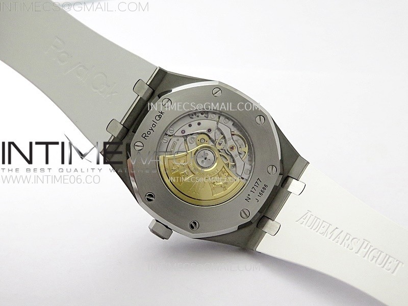 Royal Oak 41mm 15400 SS APSF 11 Best Edition White Textured Dial on Black Rubber Strap SA3120 Super Clone V3