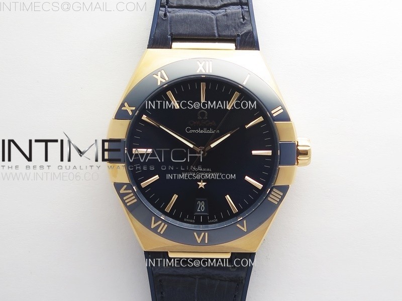 Constellation 41mm Blue Ceramic Bezel RG VSF 11 Best Edition Blue Dial on Blue Gummy Strap A8900