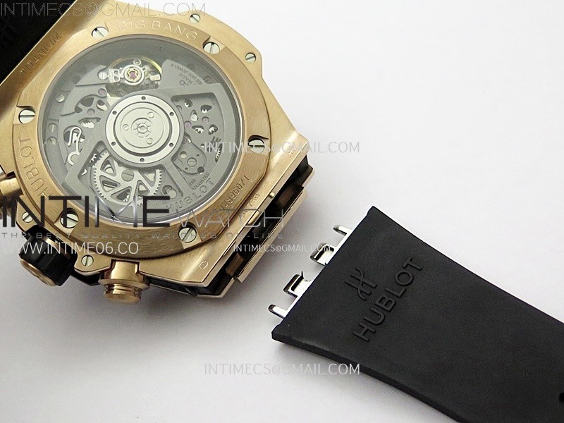 HUBLOT BIG BANG UNICO 42MM RGCERAMIC BEZEL BBF 11 BEST EDITION BLACK SKELETON DIAL ON BLACK RUBBER STRAP A1280