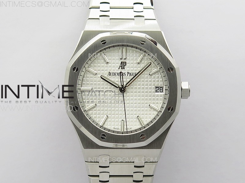 Royal Oak 41mm 15500 SS ZF 11 Best Edition White Textured Dial on SS Bracelet A4302 Super Clone V3