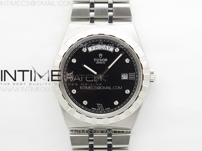 PRINCE BAY 41MM V7F 11 BEST EDITION BLACK DIAL DIAMONDS MARKERS ON SS BRACELET A2824