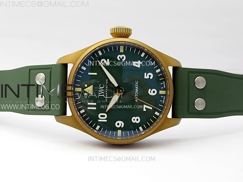 BIG PILOT IW329702 BRONZE M+F 11 BEST EDITION GREEN DIAL ON GREEN RUBBER STRAP SEIKO 8N-24