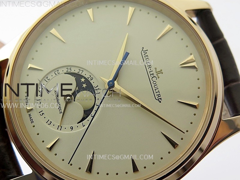 MASTER ULTRA THIN MOON 1362520 RG ZF 11 BEST EDITION IVORY DIAL ON BROWN LEATHER STRAP V3 SA925 SUPER CLONE